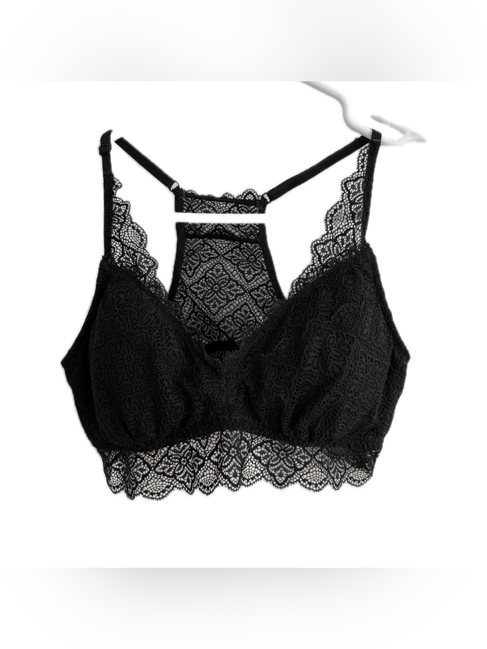 Lace Bralette with Strappy Back - Black